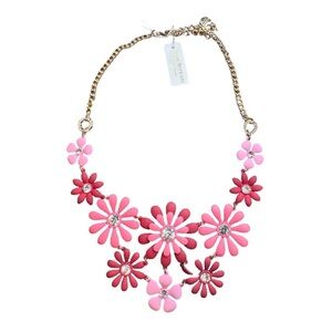 Issac Mizrahi NY Floral pink Gold Tone necklace NWT
